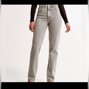 NWT Abercrombie Fitch 90s Straight High Rise 34x18 Gray Light Wash Faded Plus